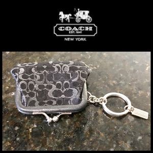 Coach Black Signature Coin Purse Keyring